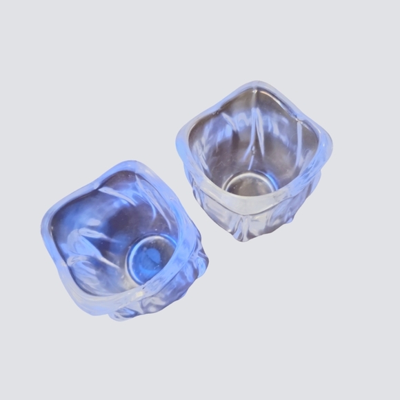 Vintage Tulip Flower Clear Glass Decorative Votive Candle Holders Set of 2 - Picture 2 of 6